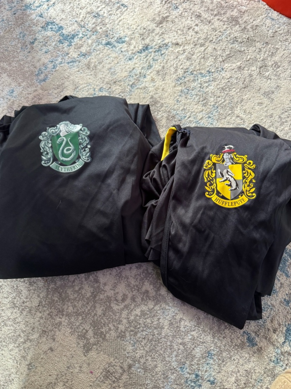 Amazon Black Slytherin and Hufflepuff Crest Robes with Green and Yellow Accents